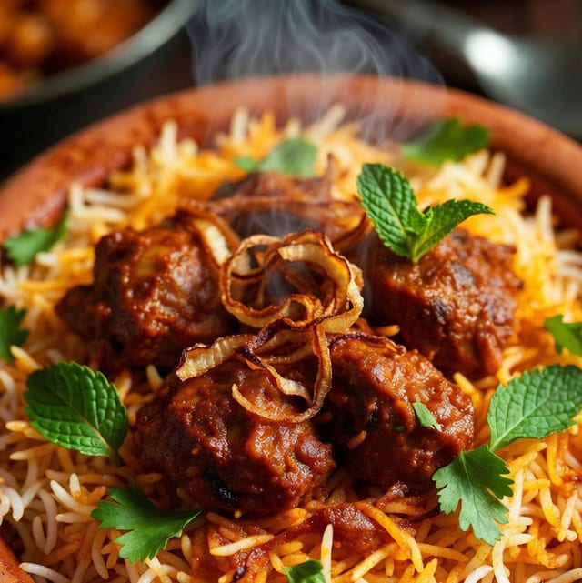 Hyderabadi Mutton Dum Biryani.